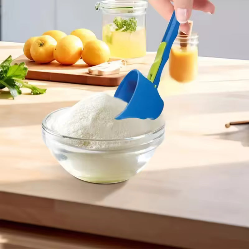 Mess-Free Protein Powder Scoop Sliding Funnel Measuring Spoonfor Supplement Kitchen Gadget